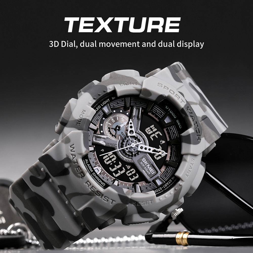 Đồng hồ SKMEI Quartz Kỹ thuật số,chế độ kép ngày trong tuần,báo thức,đèn nền,chống thấm nước