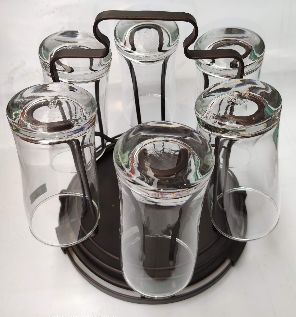 Khay úp ly cốc inox cao cấp, khay úp ly cốc inox có khay hứng nước vuông / tròn màu nâu