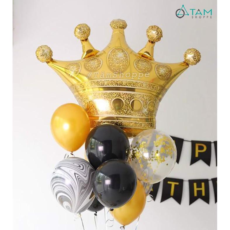SET 2 Bong bóng trang trí hình vương miệng Hoàng gia Vàng Gold