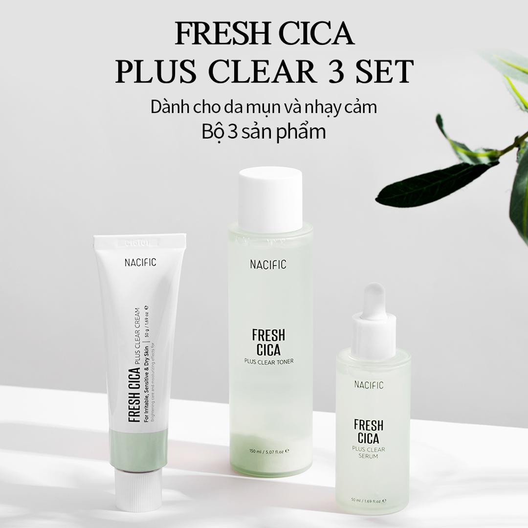 Bộ dưỡng da trị mụn NACIFIC Freh Cica Plus Clear SET (Toner+Serum+Cream)