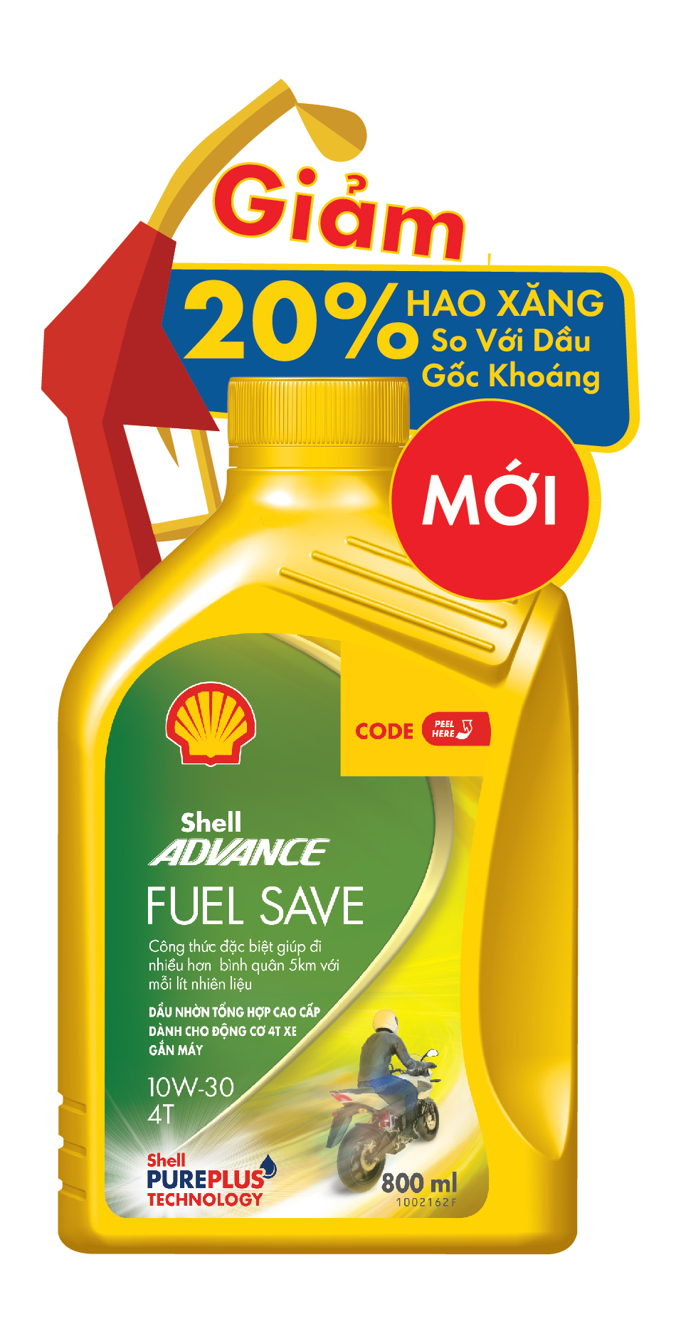 [Xe số 1L] Dầu nhớt xe máy 4T Shell Advance FUEL SAVE 10W30 SN 1L