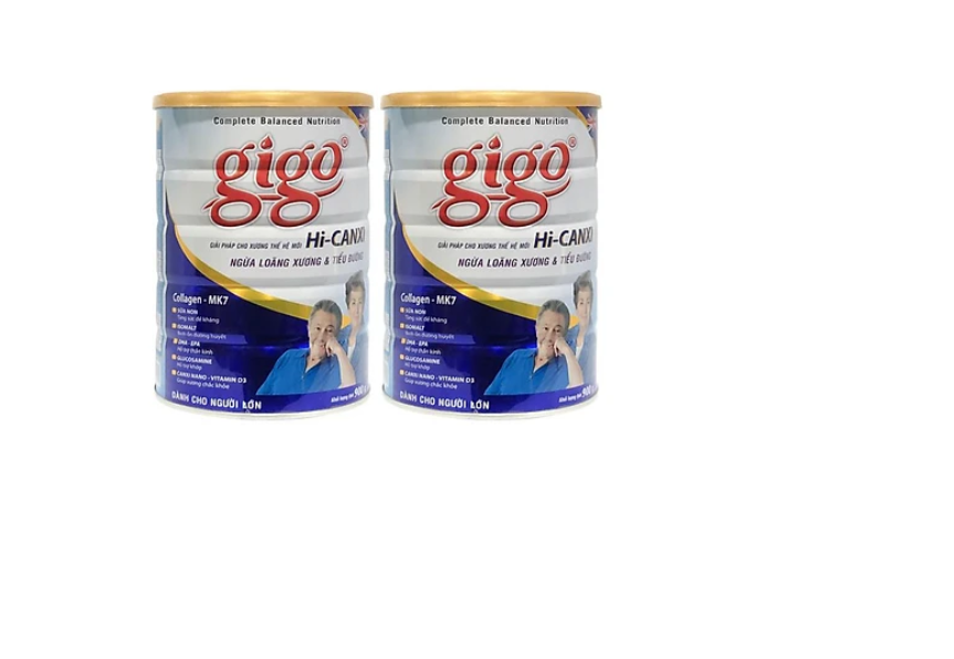 Combo 2 Hộp Sữa Bột Hi-CANXI GIGO – Dành Cho Người Trưởng Thành – Ngăn Ngừa Loãng Xương &amp; Tiểu Đường – Hàng Chính Hãng