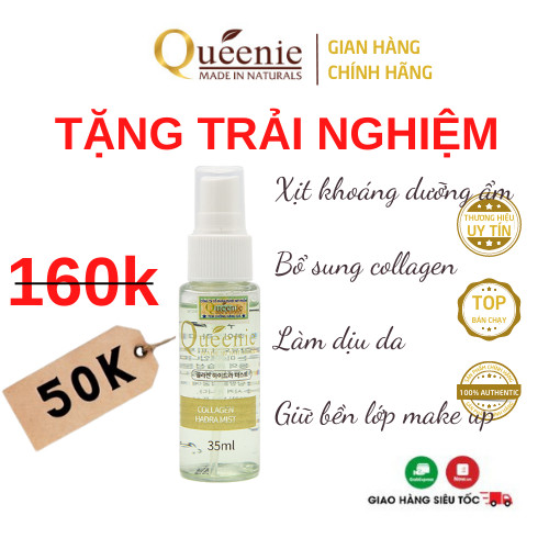 Xịt khoáng Queenie dưỡng ẩm, se khít lỗ chân lông trải nghiệm 35ml - Mỹ Phẩm Hàn Quốc