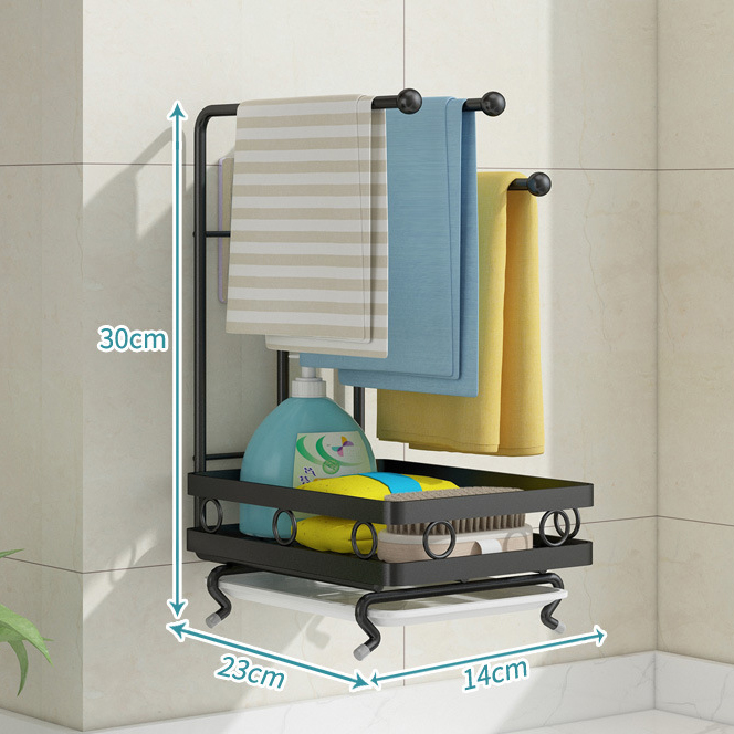 Giá kệ để đồ rửa chén bếp treo khăn lau siêu tiện lợi, kệ thép không gỉ khay hứng nước khô ráo VANDO