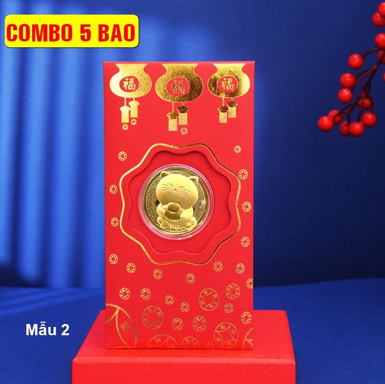 Combo 05 bao lì xì mèo vàng phú quý cát tường Đài Loan - Mẫu 2 - PASA COLLECTION