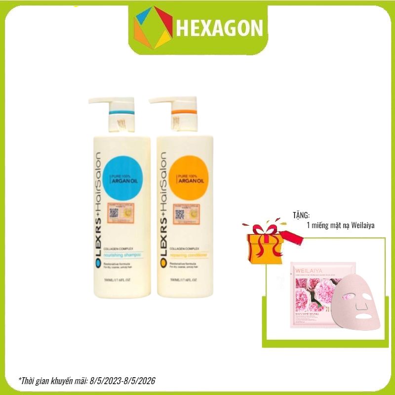 Dầu gội xả cho tóc hư tổn Olexrs Argan Oil - giúp tóc phục hồi, suôn mượt, giảm khô xơ chẻ ngọn, giảm gãy rụng 