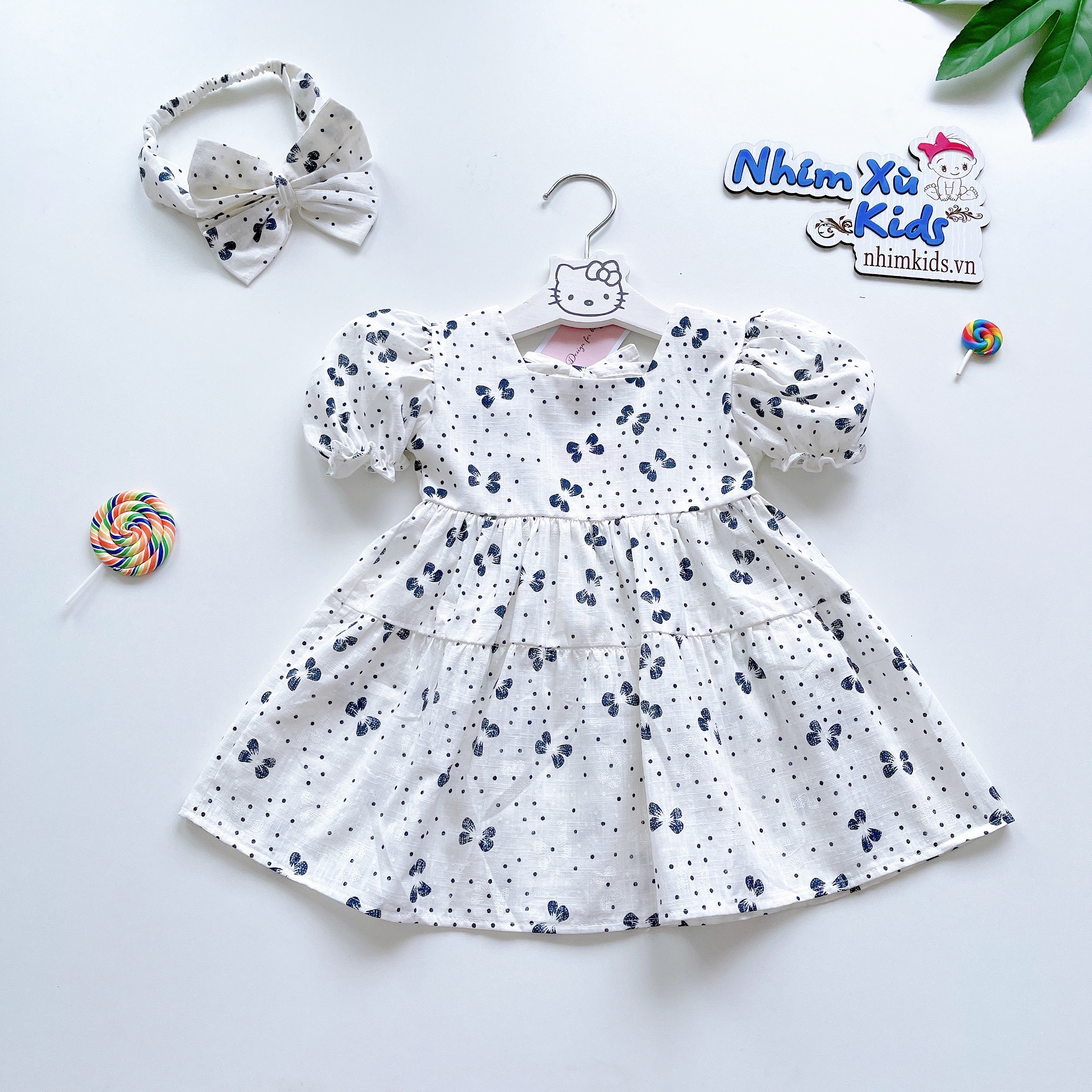Váy Limited Trắng Cho Bé Gái 4 Đến 18kg, Đầm Bé Gái Chất Boi Cotton Mặt Xước