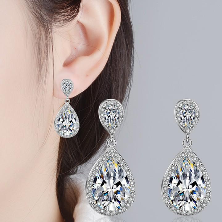 Bông tai giọt nước nạm đá nhân tạo lấp lánh BHBT357