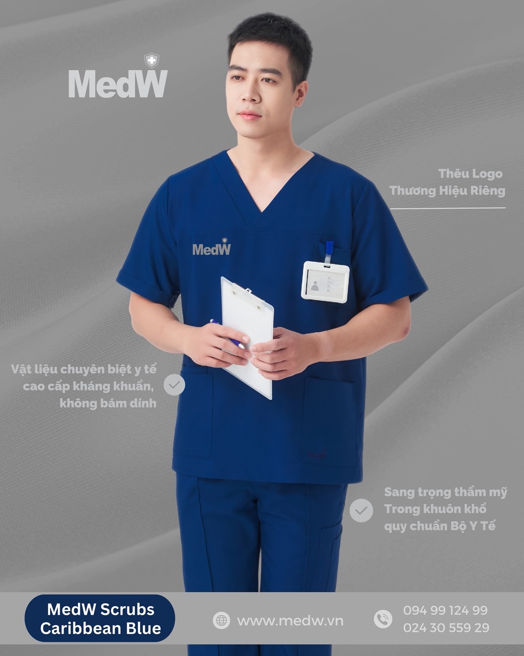 MedW Zeus Scrubs Y Tế (Nam) Xanh Caribbean Bộ Trang Phục Y Tế Bác Sĩ Điều Dưỡng Phòng Khám Bệnh Viện Thẩm Mỹ Spa Thiết Kế Cách Tân Trang Trọng Vật Liệu Chuyên Biệt Y Tế Không Bám Dính Không Nhăn Mềm Êm Xếp Ly Giữ Dáng