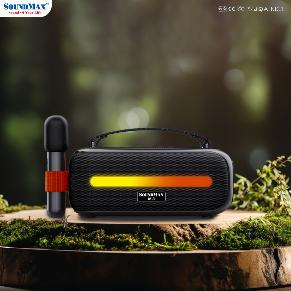 SoundMax Loa Di Động Bluetooth Xách Tay M-3 Tặng Kèm Micro Không Dây | Loa Trợ Giảng | Loa Karaoke | Bluetooth Portable Speaker SoundMax M3 with Wirless Microphone - Hàng Chính Hãng