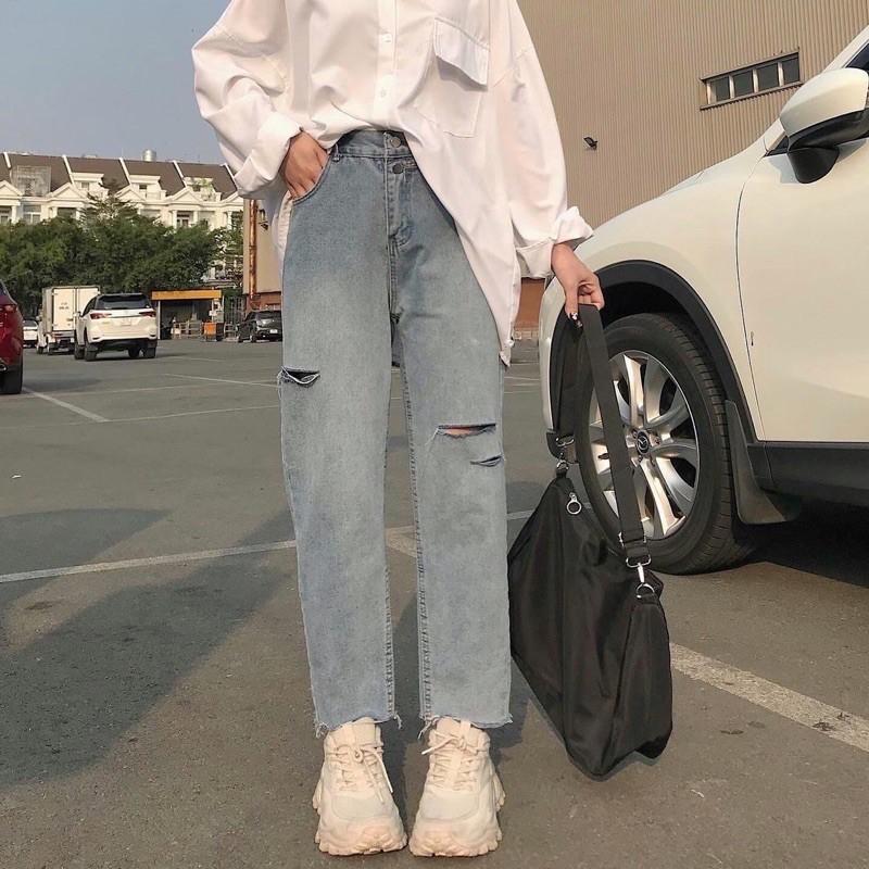 Quần baggy jean rách 17.3 3 line, kèm video tự quay