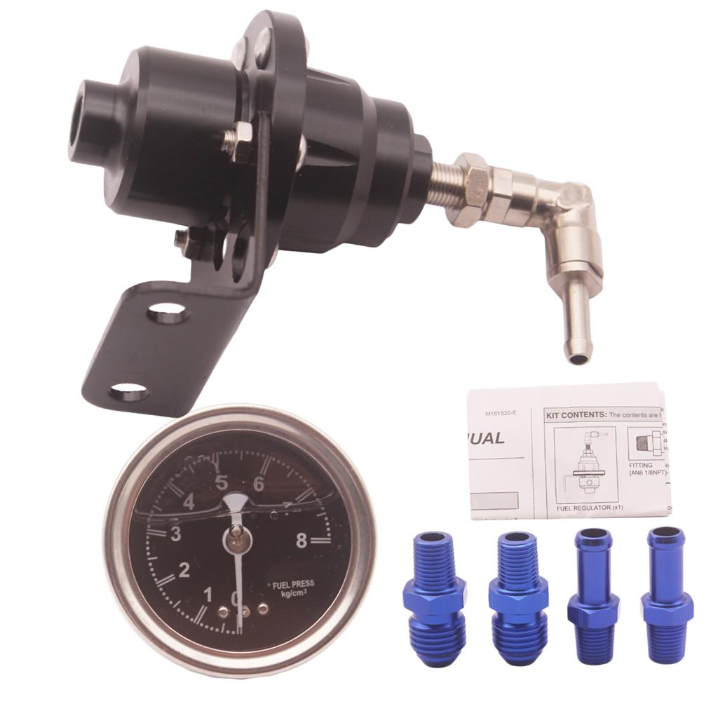 Universal Adjustable Fuel Pressure Regulator 0-160 Psi Car Auto Kit W/ Gauge