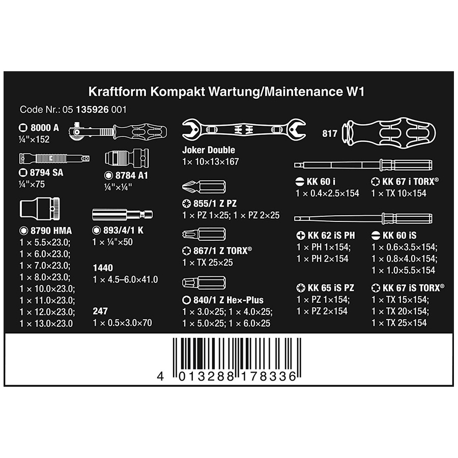 Bộ bảo trì và sửa chữa kraftform kompakt w 1 maintenance  - Wera 05135926001