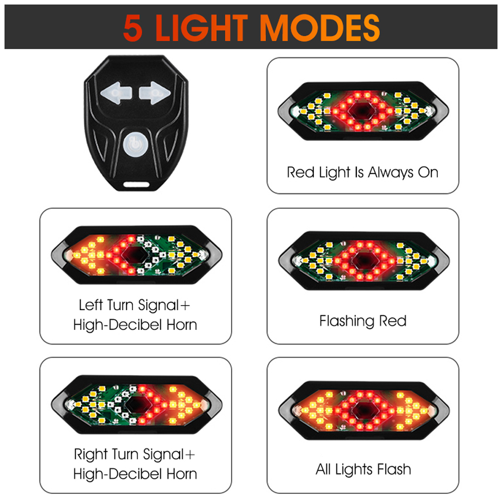 Đèn xi nhanh xe đạp phía sau USB điều khiển không dây, dễ vận hành