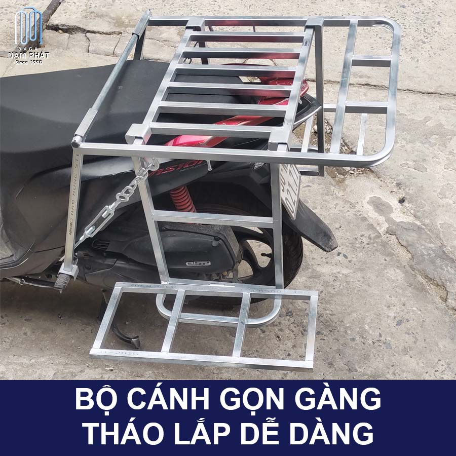 Baga Chở Hàng Cánh Hộp 60cm x 70cm Kèm Bộ Cánh Sử dụng nhiều loại xe Chuẩn Nam Phát