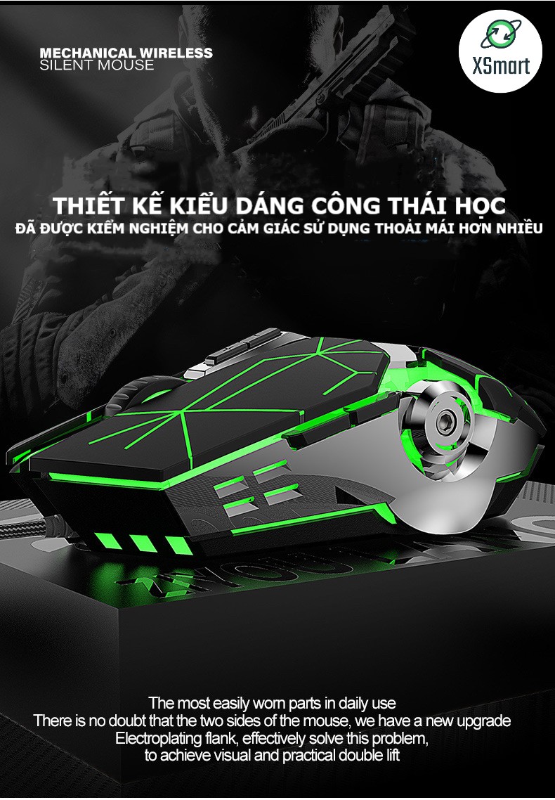 Bộ Chuột Và Bàn Phím CƠ XSmart Gaming LED Nhiều Màu Cho Máy Tính Laptop PC T907+V8 Tia Sét Cao Cấp - Hàng Chính Hãng