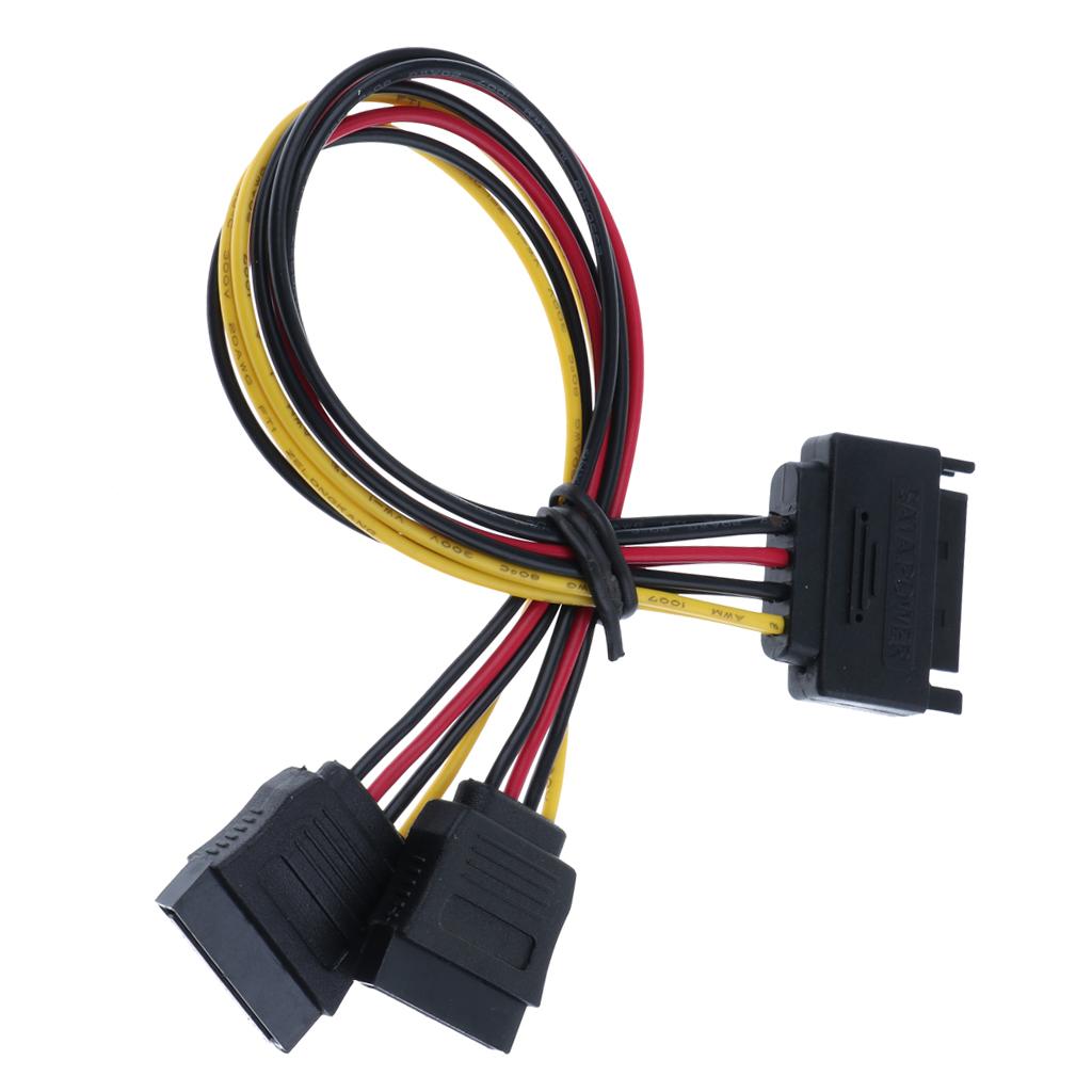 1 SATA to 2 SATA Dual Power Y Splitter Adaptor Cable Lead 2 Way 15 Pin - 15 Pin