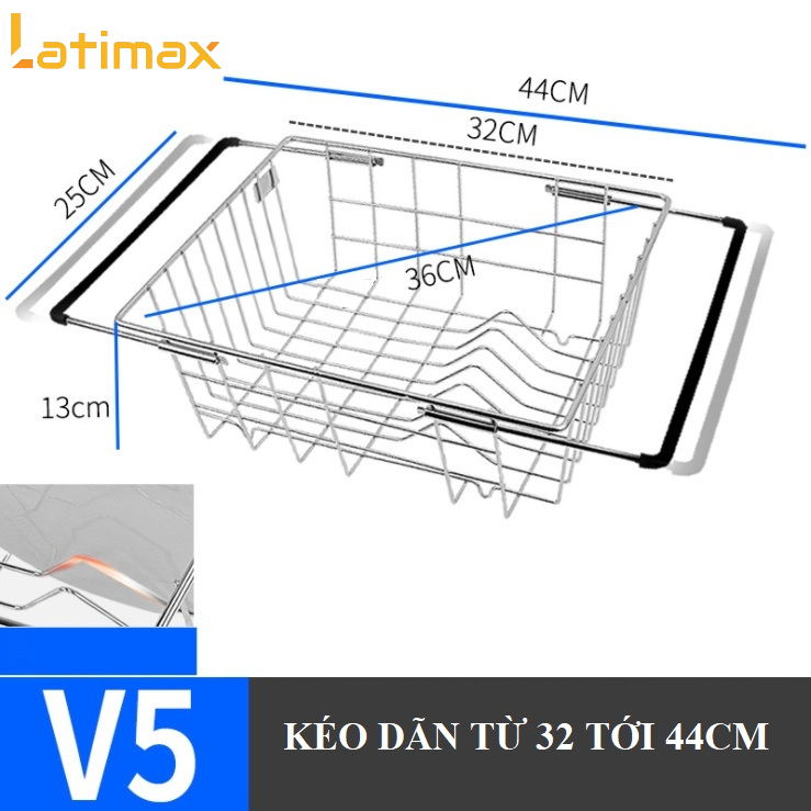 Khay Để Hoa Quả Chén Dĩa Đặt Trên Bồn Chậu Rửa Inox 304 Co Dãn từ 32-44Cm - Kệ Úp Chén Đĩa cho Bồn Rửa