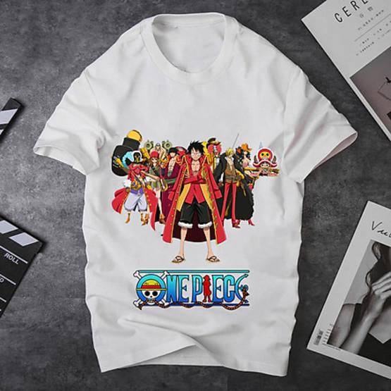 Áo thun Nam Nữ Không cổ ONEPIECE TEAM MŨ RƠM  MSOP-24 mẫu mới cực đẹp, có size bé cho trẻ em / áo thun Anime Manga Unisex Nam Nữ, áo phông thiết kế cổ tròn basic cộc tay thoáng mát