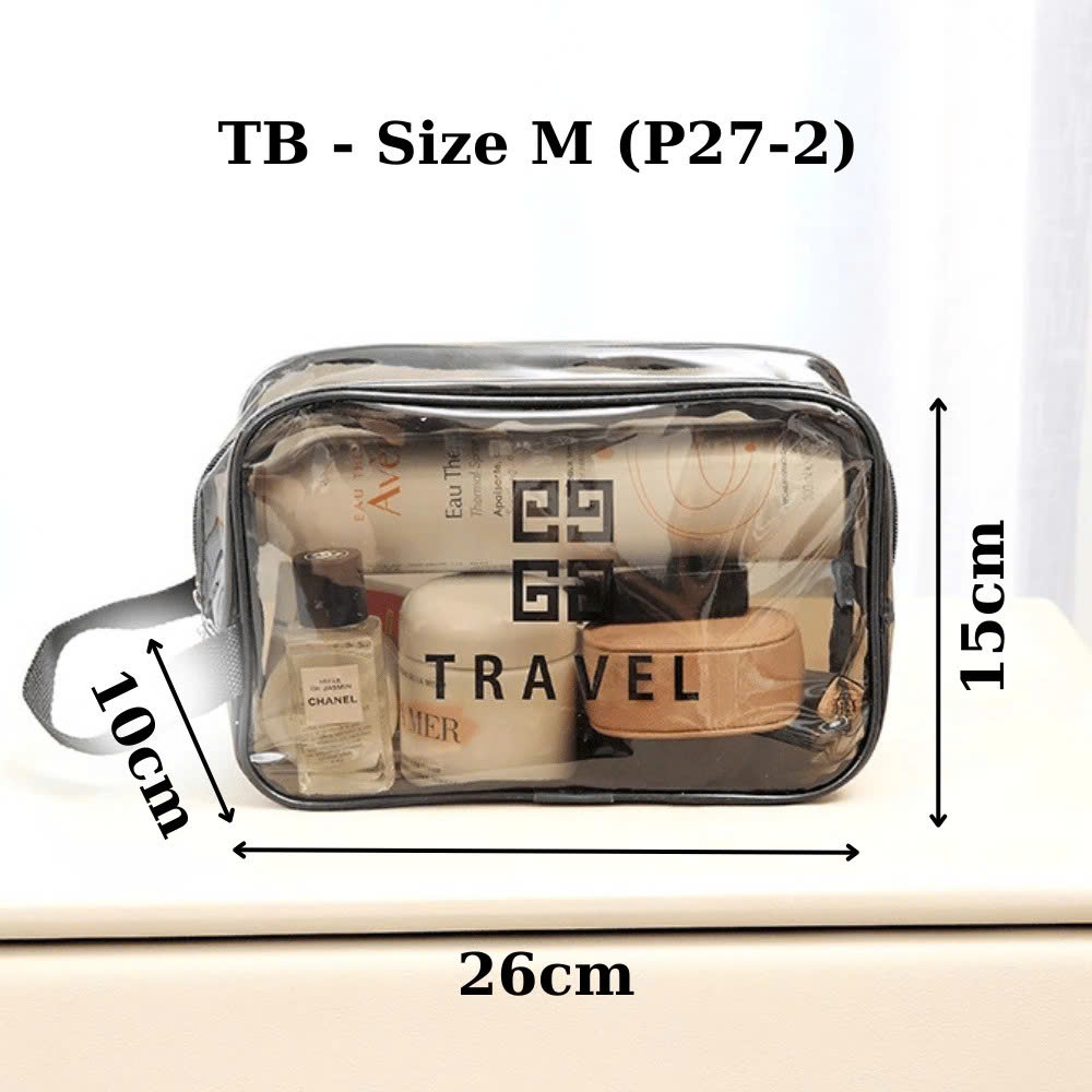 Túi đựng mỹ phẩm du lịch có quai xách mini trong suốt, Túi đựng đồ trang điểm makup chống nước - Chính Hãng