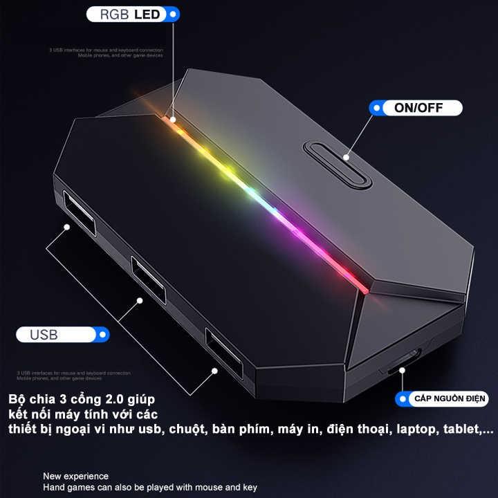 Bộ Bàn phím giả cơ FREE WOLF K15 và Bộ Chuyển Đổi FREEWOLF G6 + Chuột chuyên game R8 1602 (Tặng Kèm Lót Chuột)