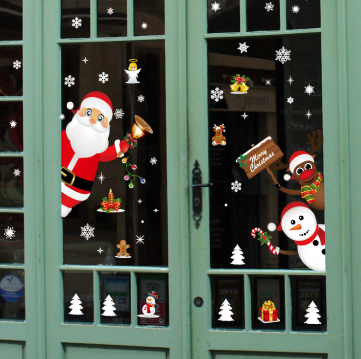 Decal Dán Tường Hình Ông Già Noel, Chủ Đề Giáng Sinh, Decal Trang Trí Văn Phòng, Cửa Hàng, Nhà Ở, Quán Cafe