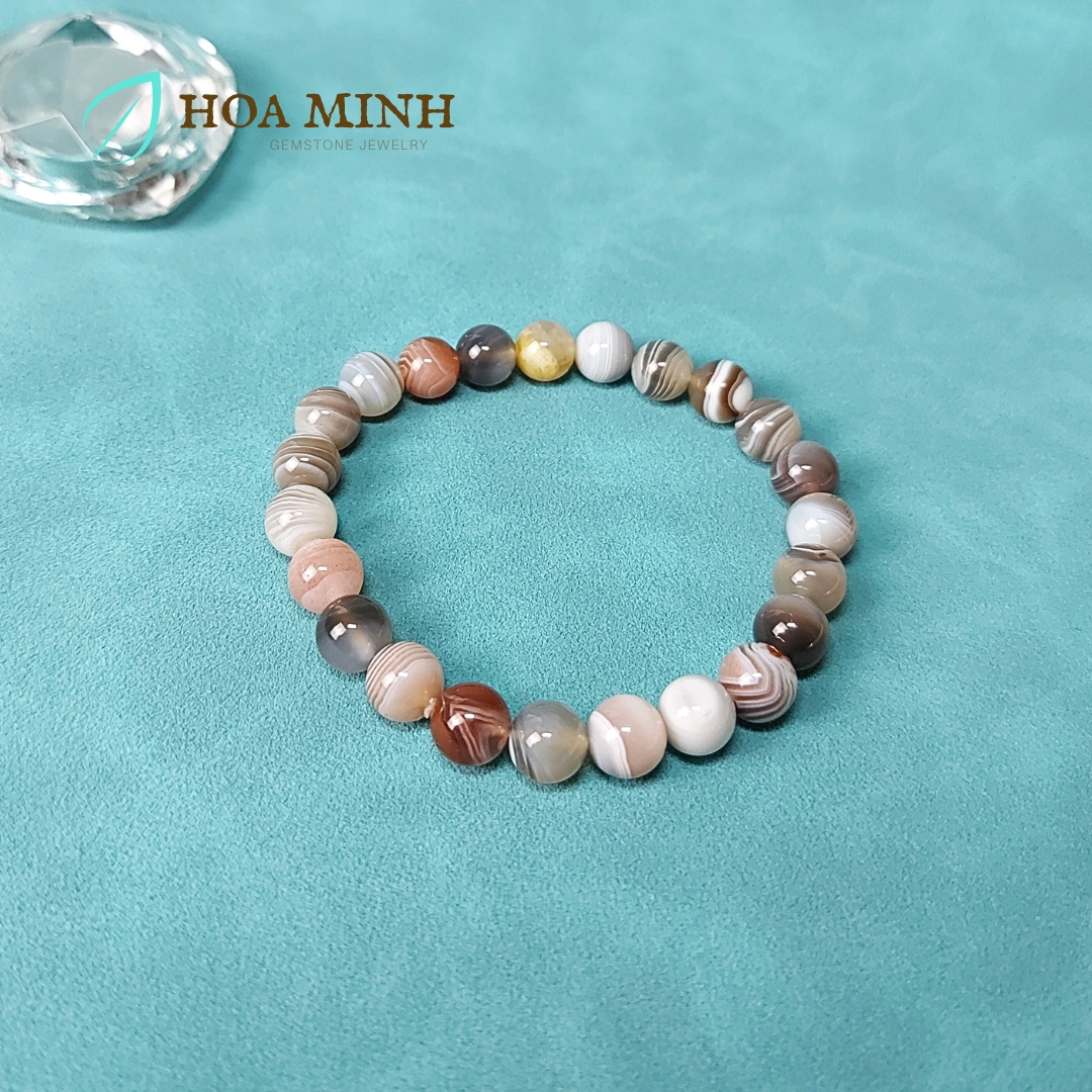 Vòng tay phong thủy đá Mã Não vân vỏ ốc VIP độc đáo có nhiều size hạt 8 li 10 li 12 li