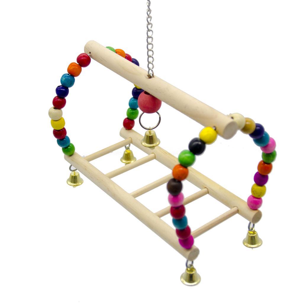Parrots Cage Hanging Swing Toys Ladder Stand Perch For Small to Large Birds