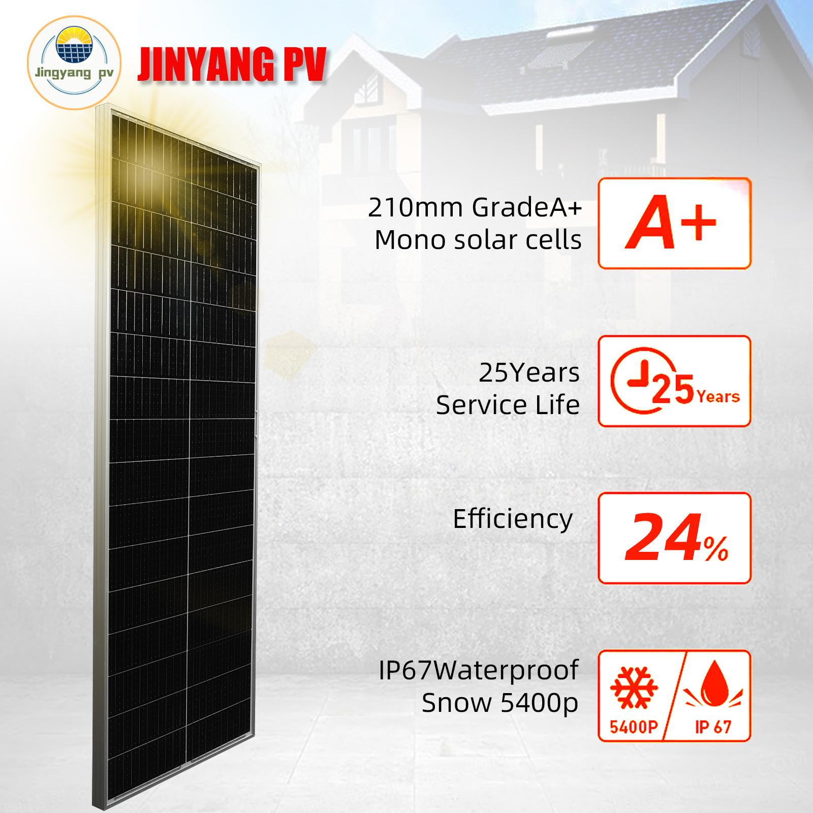 Tấm pin mặt trời Jingyang 100w 140w 200w 280w 300W 18V Cứng 25 năm Tuổi thọ tế bào quang điện đơn tinh thể Bộ sạc pin 12V Màu sắc: Hệ thống đen 100w