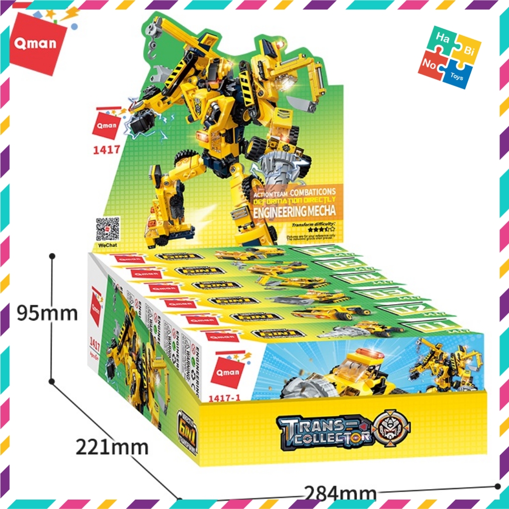 Bộ Đồ Chơi Xếp Hình Qman 479 Mảnh 6 Trong 1 Robot Người Máy Kĩ Thuật 1417 Cho Trẻ Từ 6 Tuổi