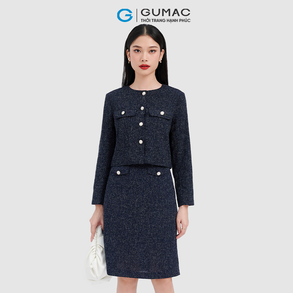 Áo khoác lửng GUMAC AC10057 nắp túi đính nút