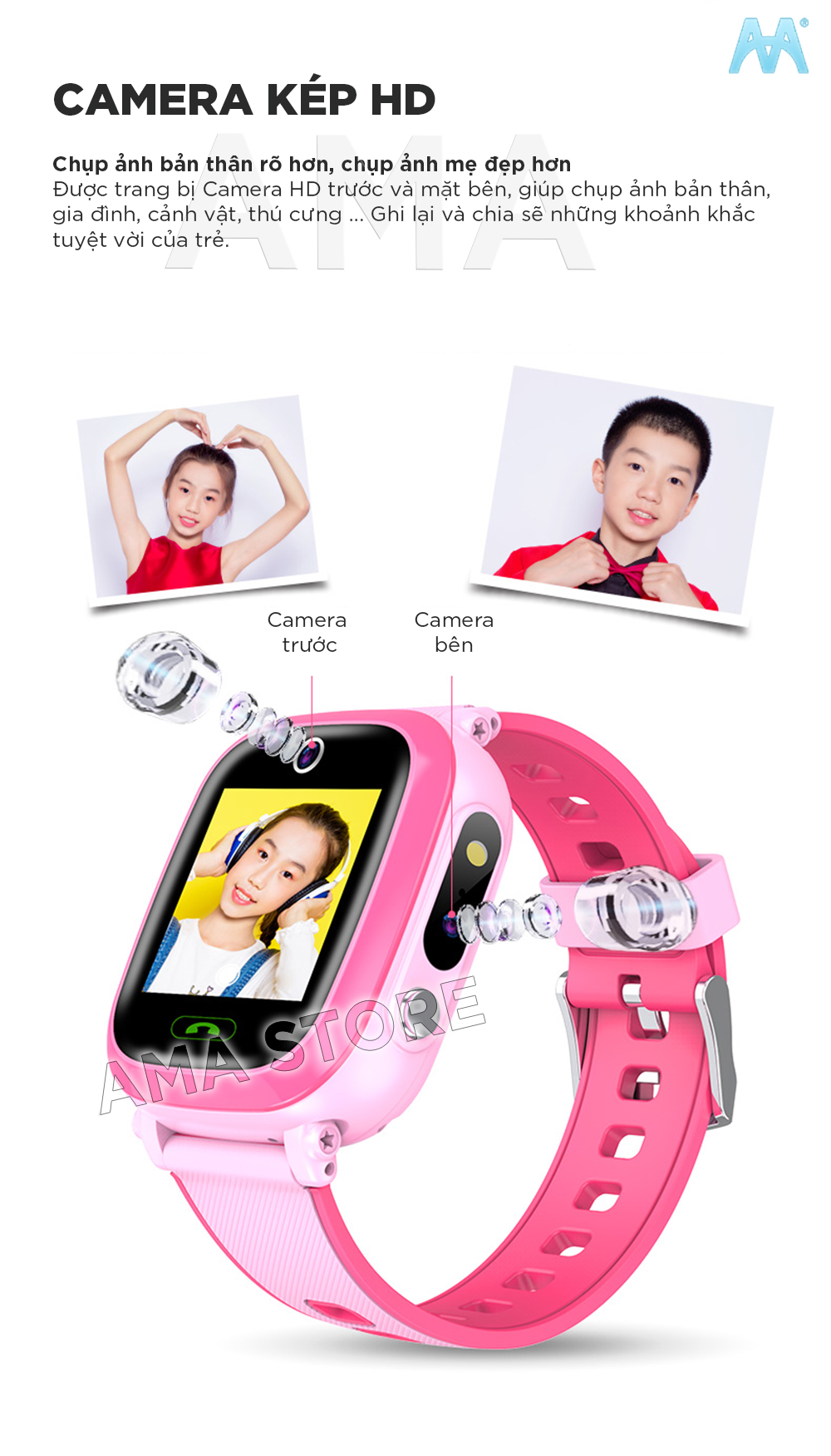 Đồng hồ Thông minh Trẻ em Gọi Video Chống nước Định vị Wifi Model AMA Watch Y36  Hàng nhập khẩu