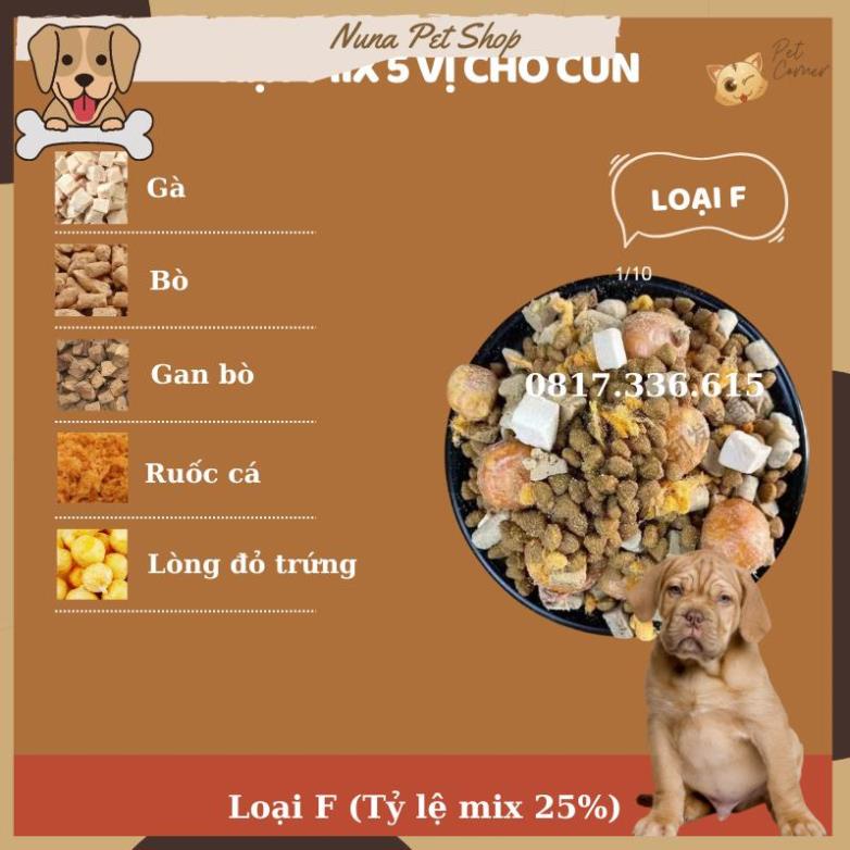 Hạt mix cao cấp cho cún trộn thịt bò, gà, tôm, cá, lòng đỏ trứng, rau củ quả - Thức ăn hạt cho chó kén ăn