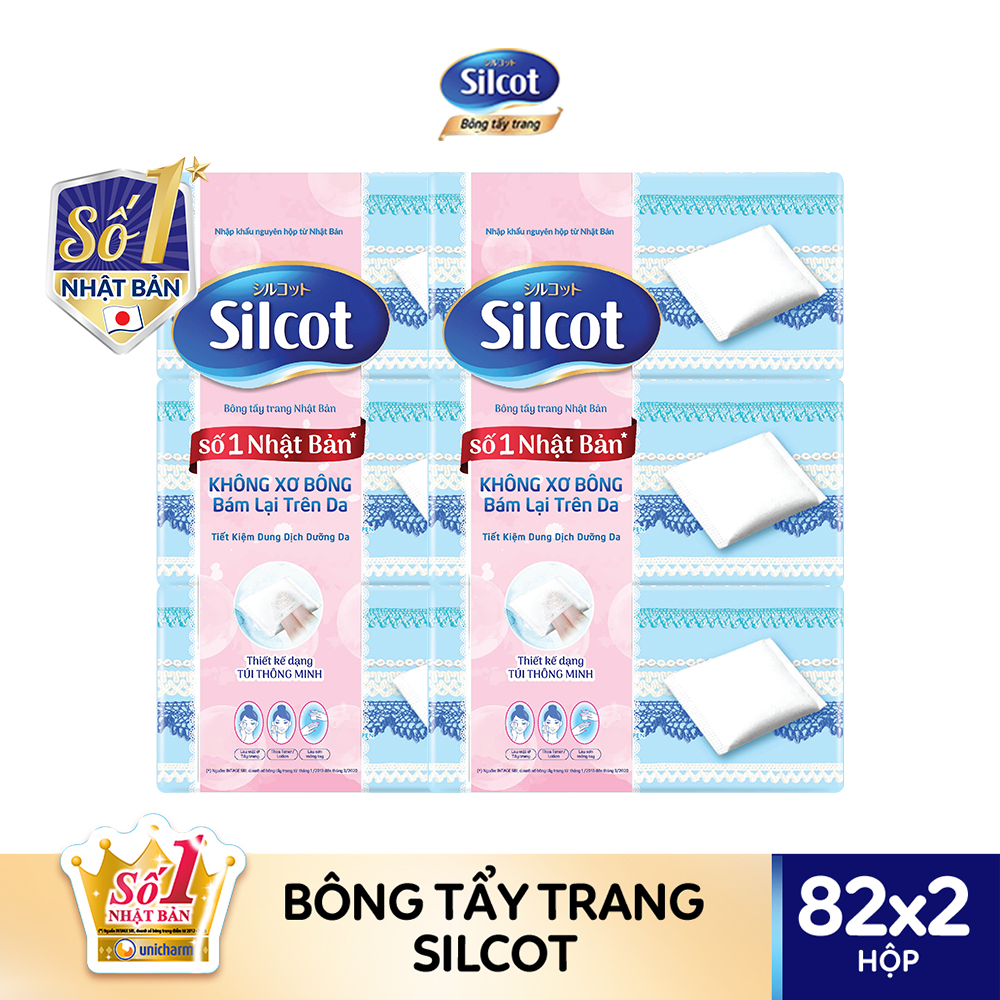 Combo 6 Bông tẩy trang Silcot hộp 82 miếng