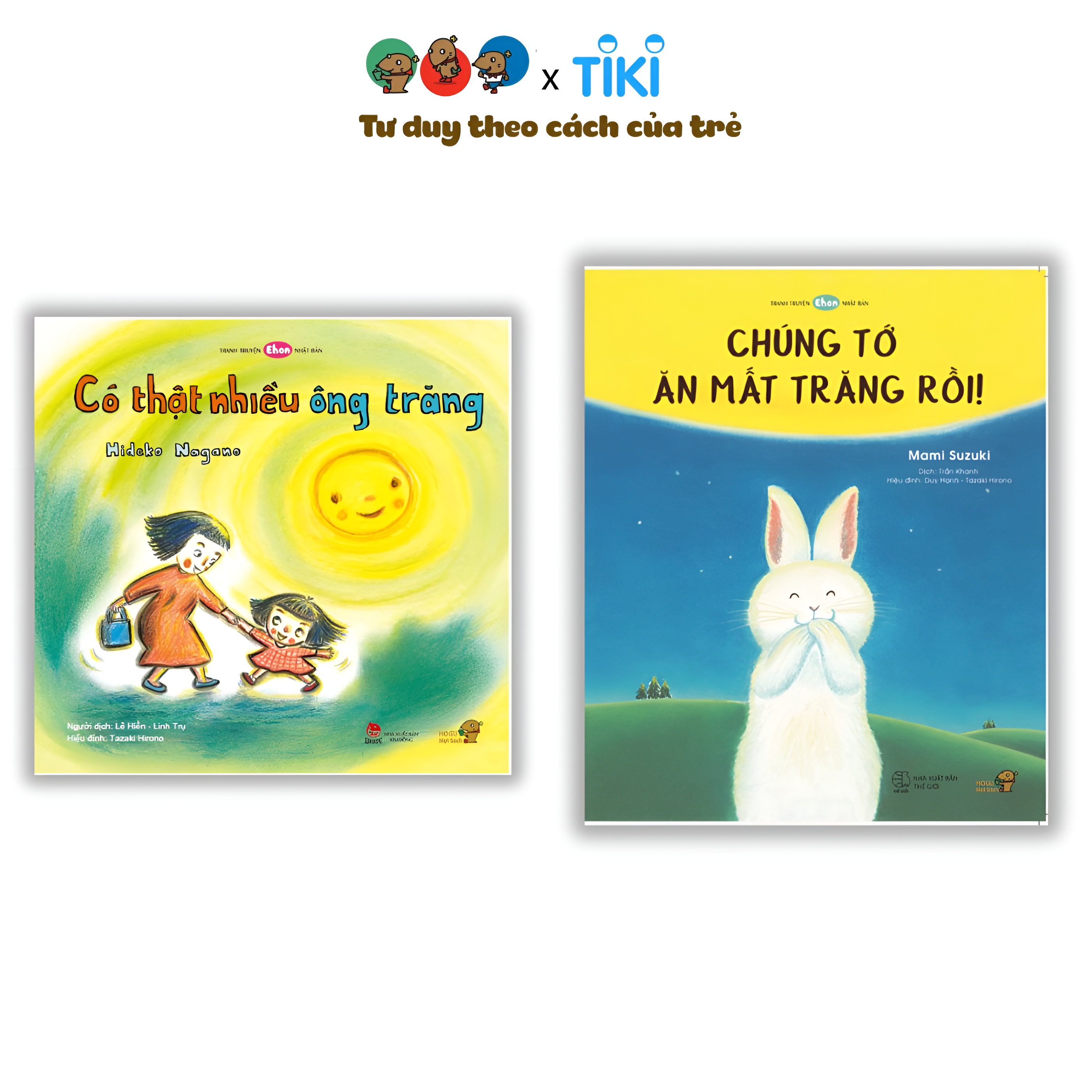 Ehon - Phát triển quan sát - Combo "Ông Trăng Ơi!" - cho bé 3-6 tuổi - Bao gồm: Có thật nhiều ông trăng và Chúng tớ ăn mất Trăng rồi.