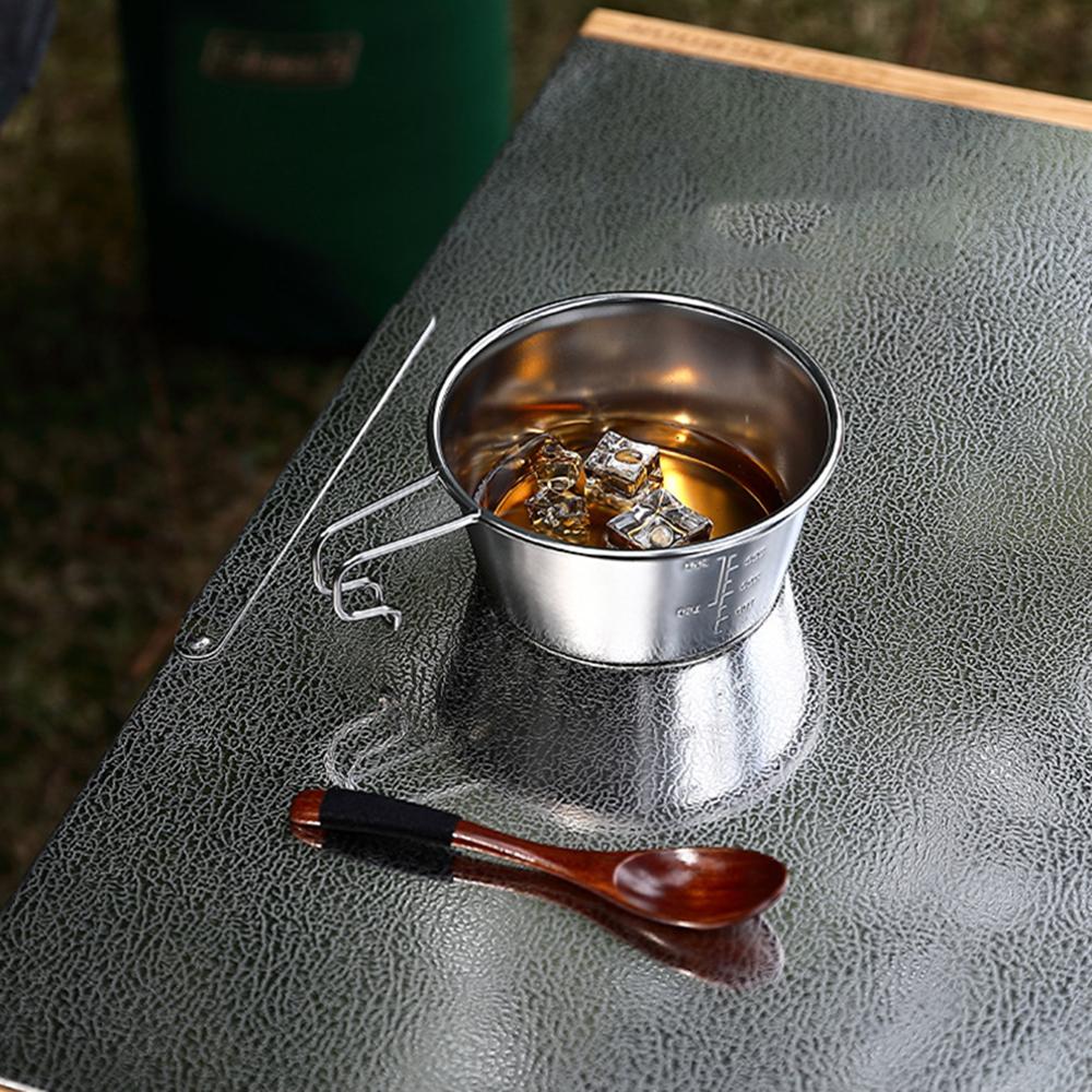 CAMPINGMOO 4-in-1 450ml Stainless Steel Sierra Cup Bowl Kit with Mesh Strainer Lid and Storage Bag for Camping Hiking
