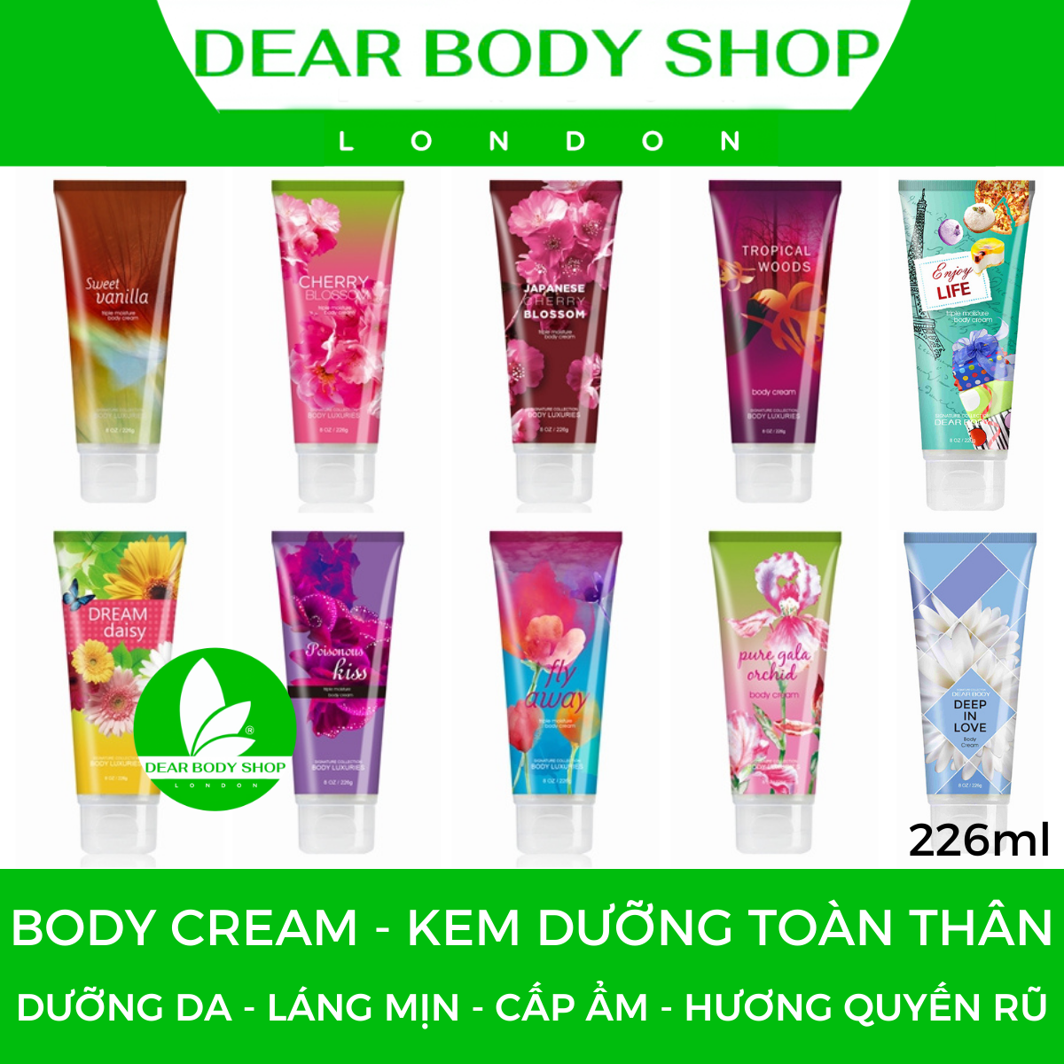 KEM DƯỠNG TOÀN THÂN DEAR BODY - BODY CREAM 226g - Giải Pháp Giúp Mềm Mịn Mượt - Hương Thơm - Ngọt Ngào - Quyến Rũ - Hấp Dẫn