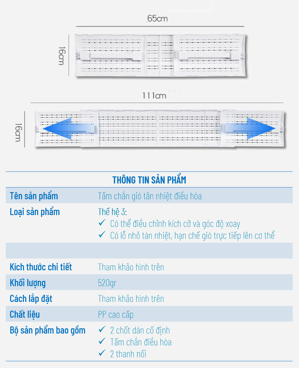 Tấm Chắn Gió Điều Hòa - Tản Nhiệt Máy Lạnh - Thiết Kế Lỗ Nhỏ Tránh Gió Trực Tiếp Từ Điều Hòa - Xoay 180 độ - Chăm Sóc Sức Khỏe Gia Đình, nhựa pvc thân thiện môi trường