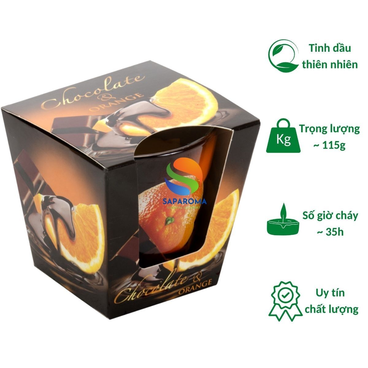 Ly nến thơm tinh dầu Bartek Chocolate 115g QT3575 - sôcôla anh đào, cam ngọt, nến trang trí, thơm phòng, thư giãn, hỗ trợ khử mùi