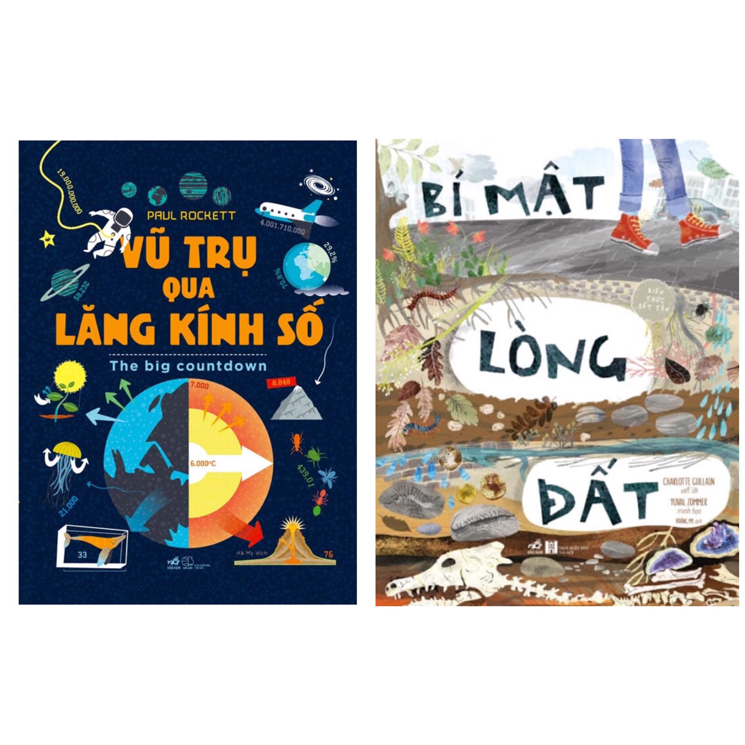 Combo 2 cuốn sách khoa học thiếu nhi : Kiến Thức Bất Tận - Bí Mật Lòng Đất + Vũ Trụ Qua Lăng Kính Số