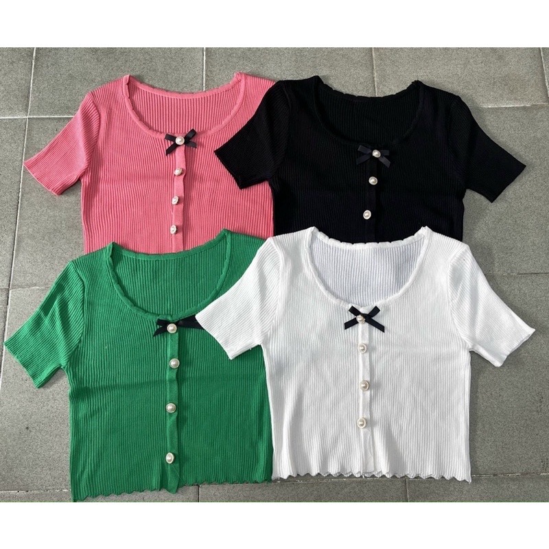 Áo Len dệt kim kiểu croptop phong cách nhẹ nhàng thoải mái cho nữ .