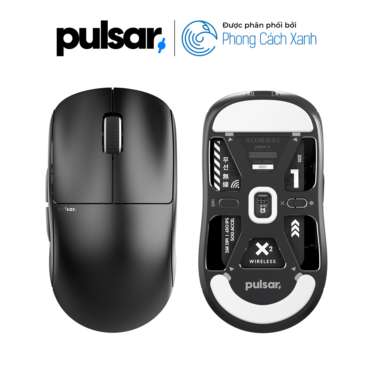 Chuột không dây siêu nhẹ Pulsar X2 Wireless Premium Black - Hàng Chính Hãng