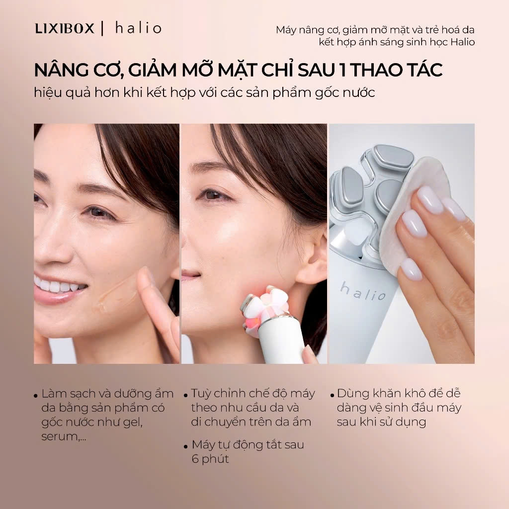 Máy Nâng Cơ Mặt &amp; Trẻ Hoá Da kết hợp Ánh Sáng Sinh Học Halio RevitaWave Skin Rejuvenator - Hàng Chính Hãng