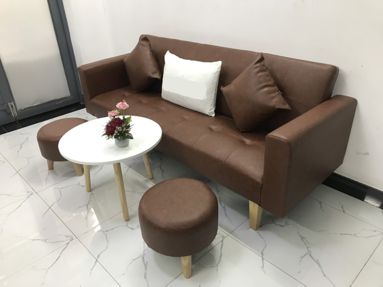 Bộ ghế sofa giường 2mx90 sofa bed tay vịn phòng khách linco8 sopha