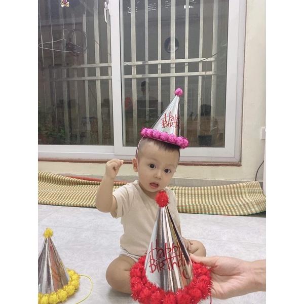 Mũ sinh nhật bằng giấy ép kim kích thước 22x13cm chọn màu