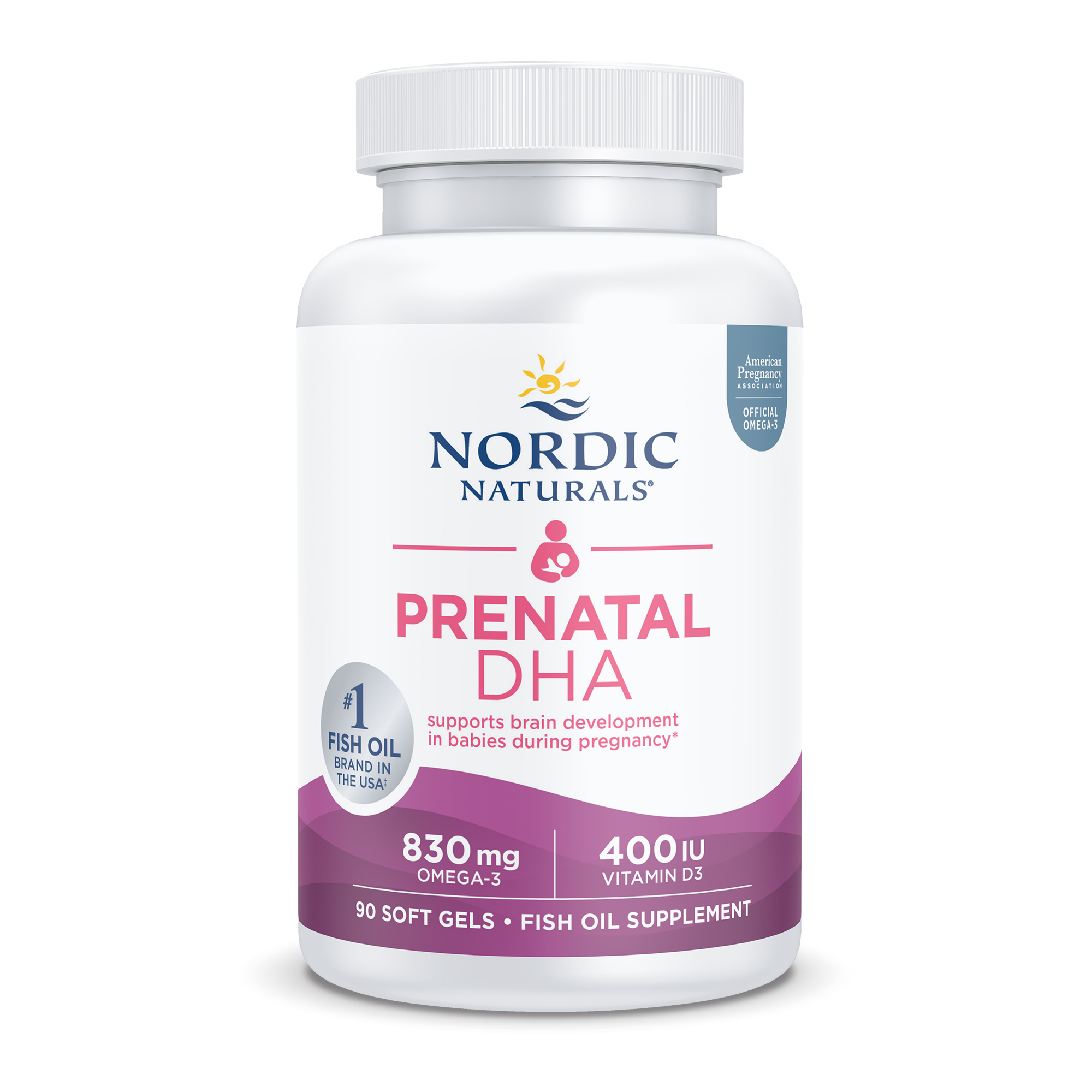 Nordic Naturals Prenatal DHA 90 viên nang mềm, Axit béo Omega + Vitamin D 400 IU, Hỗ trợ thai kì và thai nhi phát triển - Hàng Chính Hãng