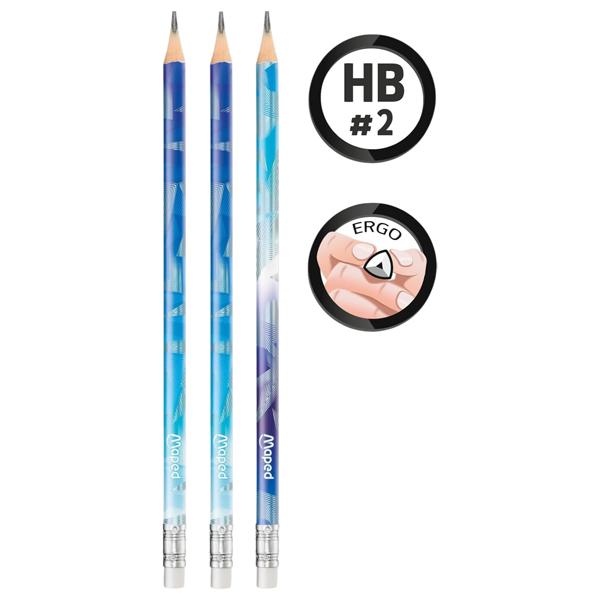 Vỉ 3 Bút Chì Đen HB Có Gôm Bắc Cực - Maped