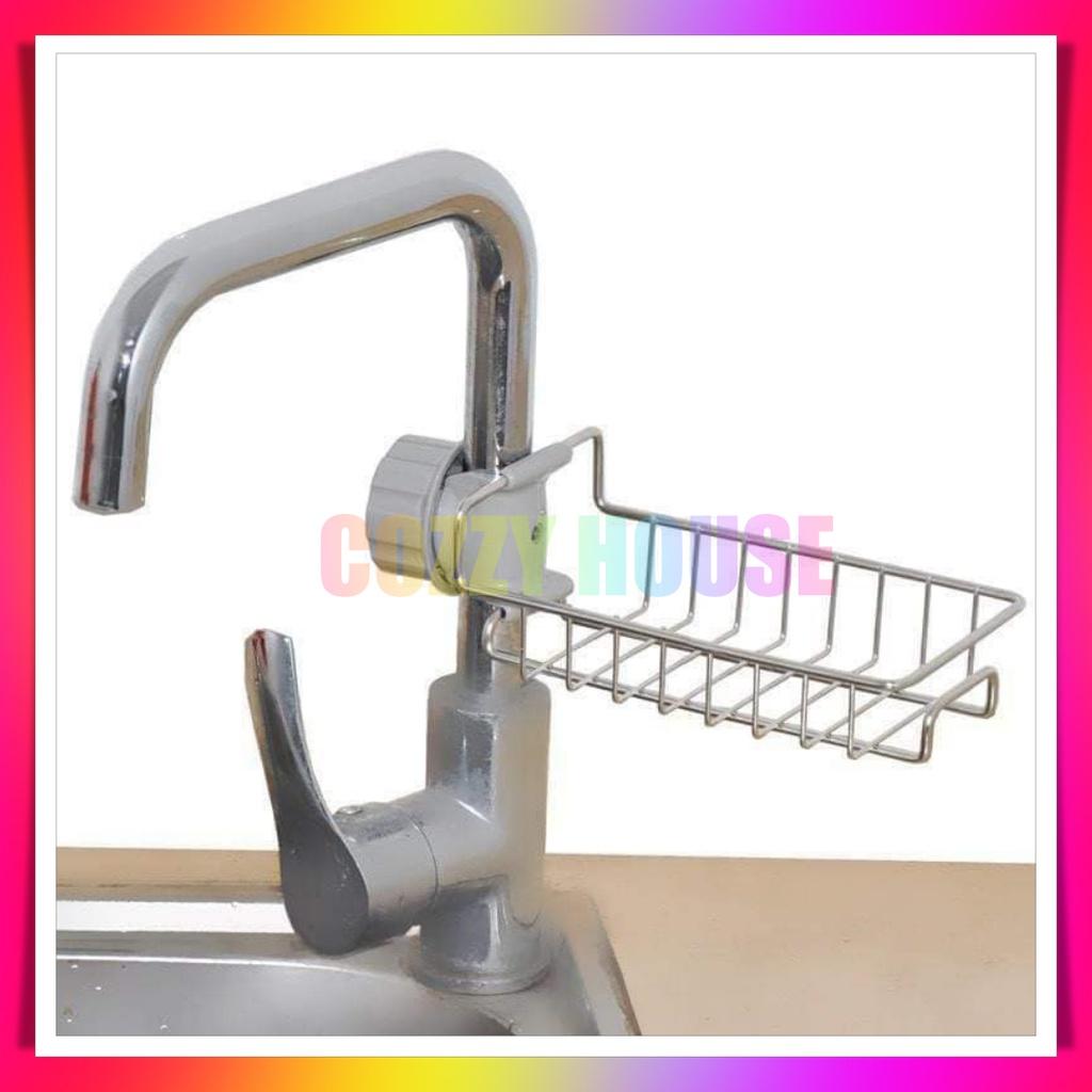 Khay inox gắn vòi rửa chén, lavabo, kệ giá treo để đồ, dụng cụ đa năng tiện dụng Cozzy Home