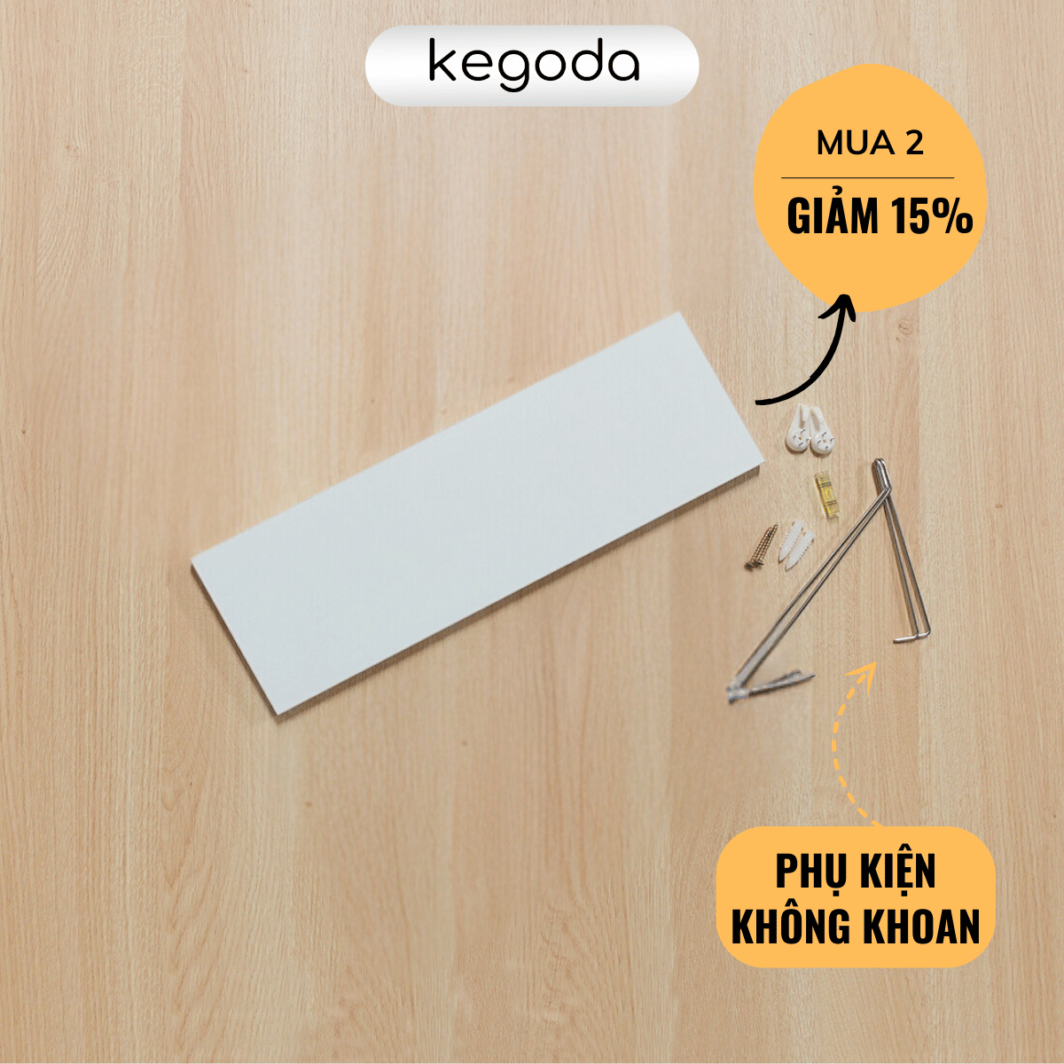 Mua 4 giảm 20 Kệ Gỗ Treo Tường Không Khoan Nhiều Màu, Dùng Decor Trang Trí KEGODA KT55 – Trắng – 55 x 15cm