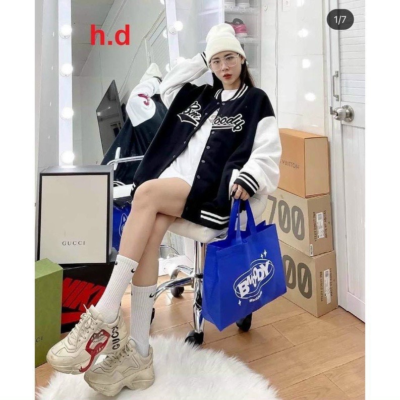 Áo khoác bomber nữ form rộng thời trang hotfrend 2021 in hình họa tiết cá tính chất vải dù dày dặn cao cấp bao đẹp
